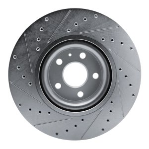 Volvo S90 Brake Rotor (1) - Front Right - R1 Concepts - Drilled & Slotted - Silver - `17-`25